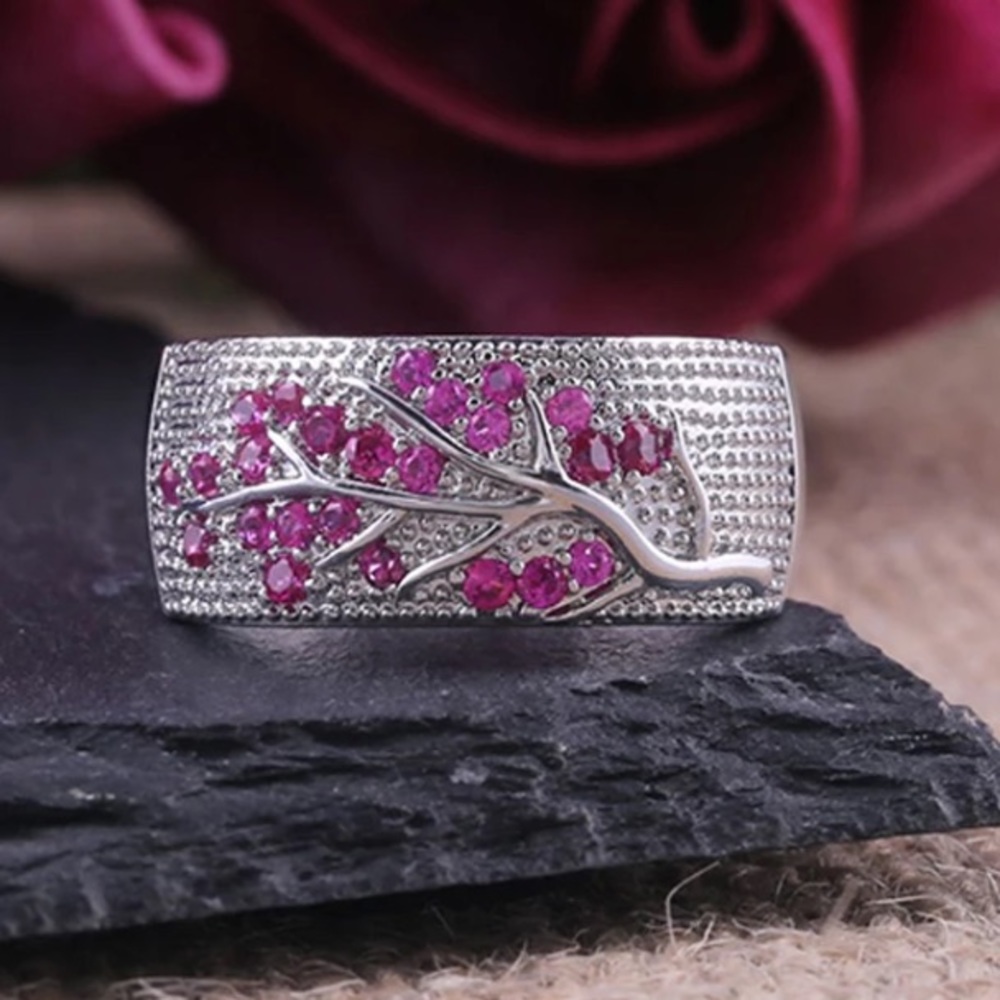 White Sapphire Sterling Silver Diamond Ring - Picture 7 of 7
